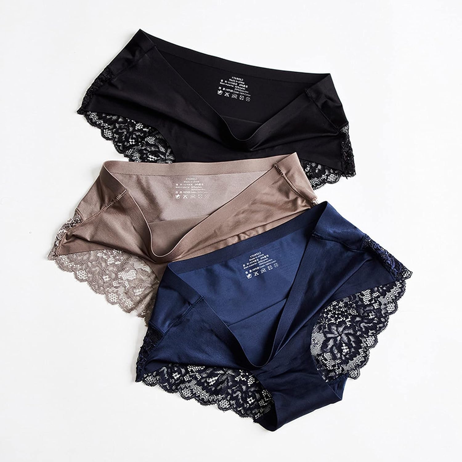 Women'S Lace Underwear Seamless Silky Mid Rise Panties