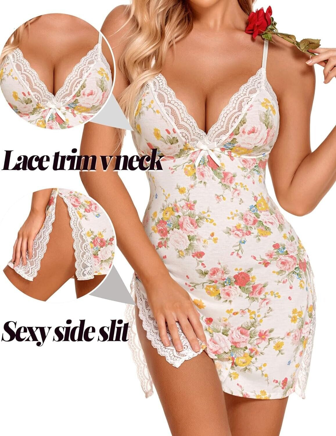 Women Sexy Lingerie Lace Cotton/Silk Dress Underwear Babydoll Nightwear Pajamas