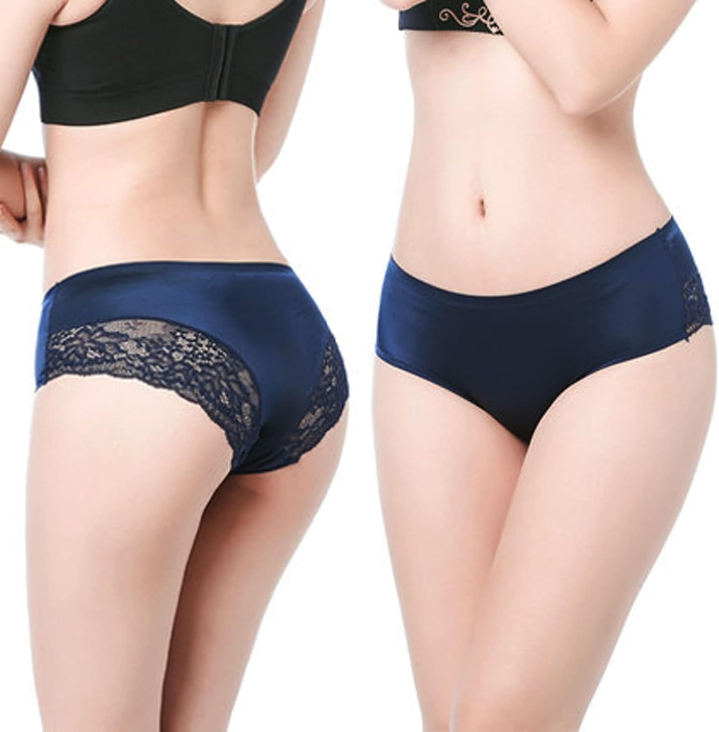 Women'S Lace Underwear Seamless Silky Mid Rise Panties