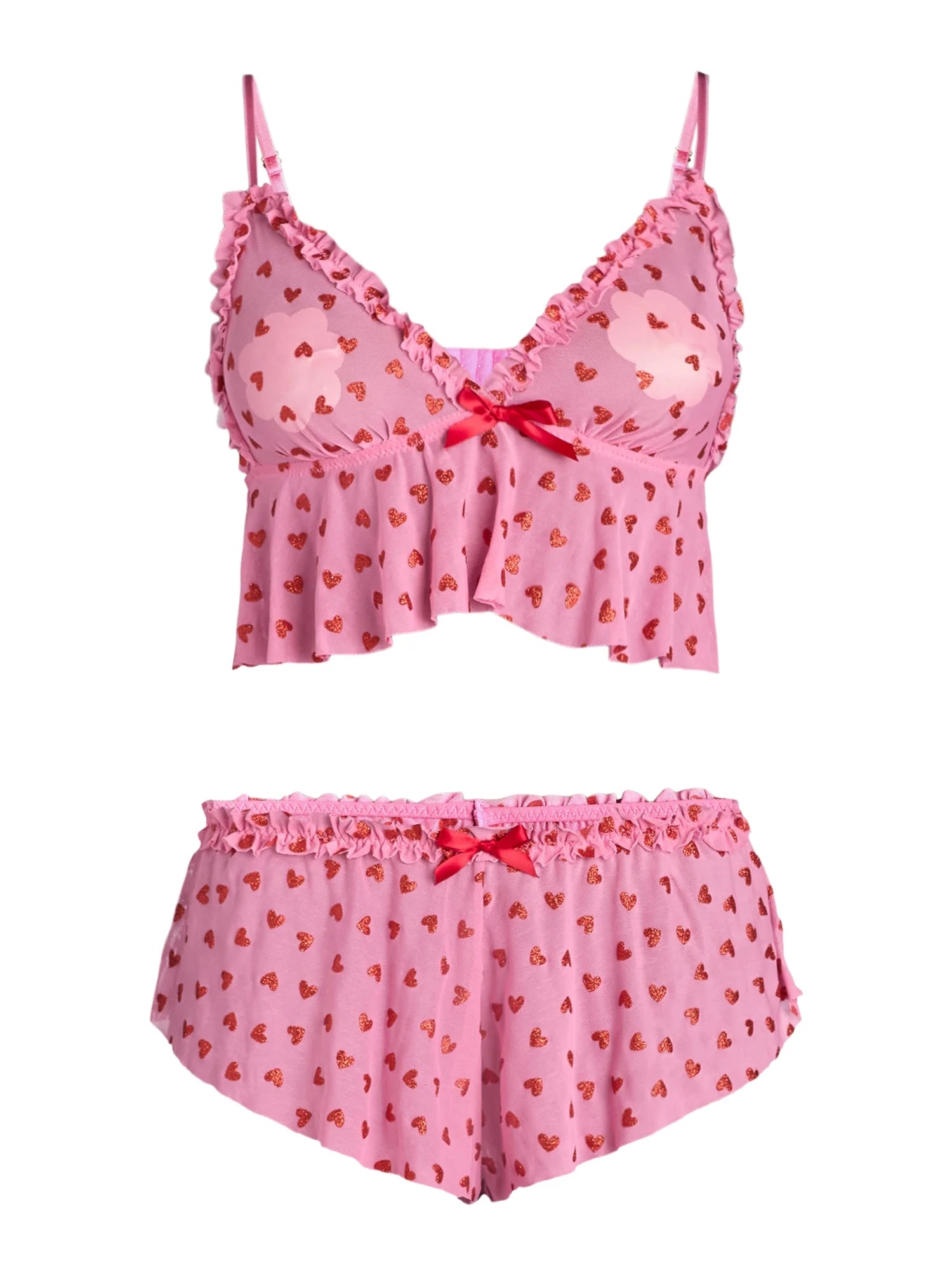 Women’S Glitter Printed Cropped Cami and Shorts Set, 2-Piece, Sizes S-XL