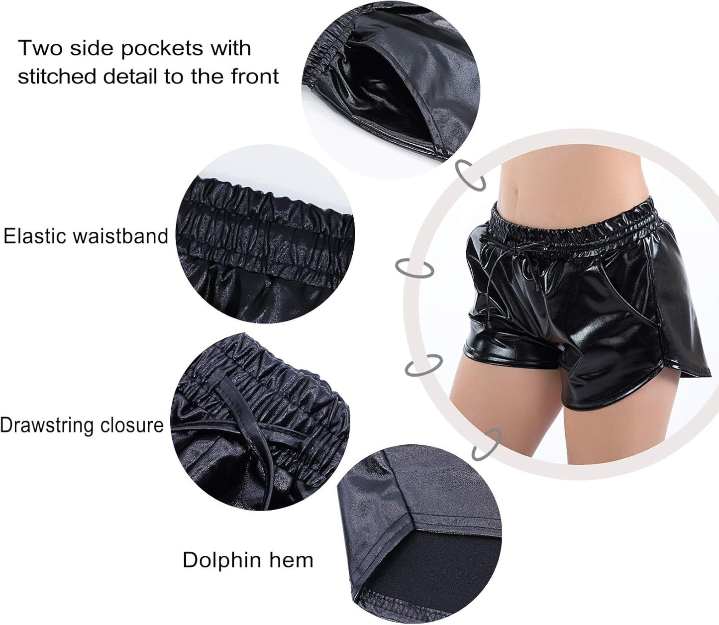 Metallic Shorts High Waisted Shorts for Women