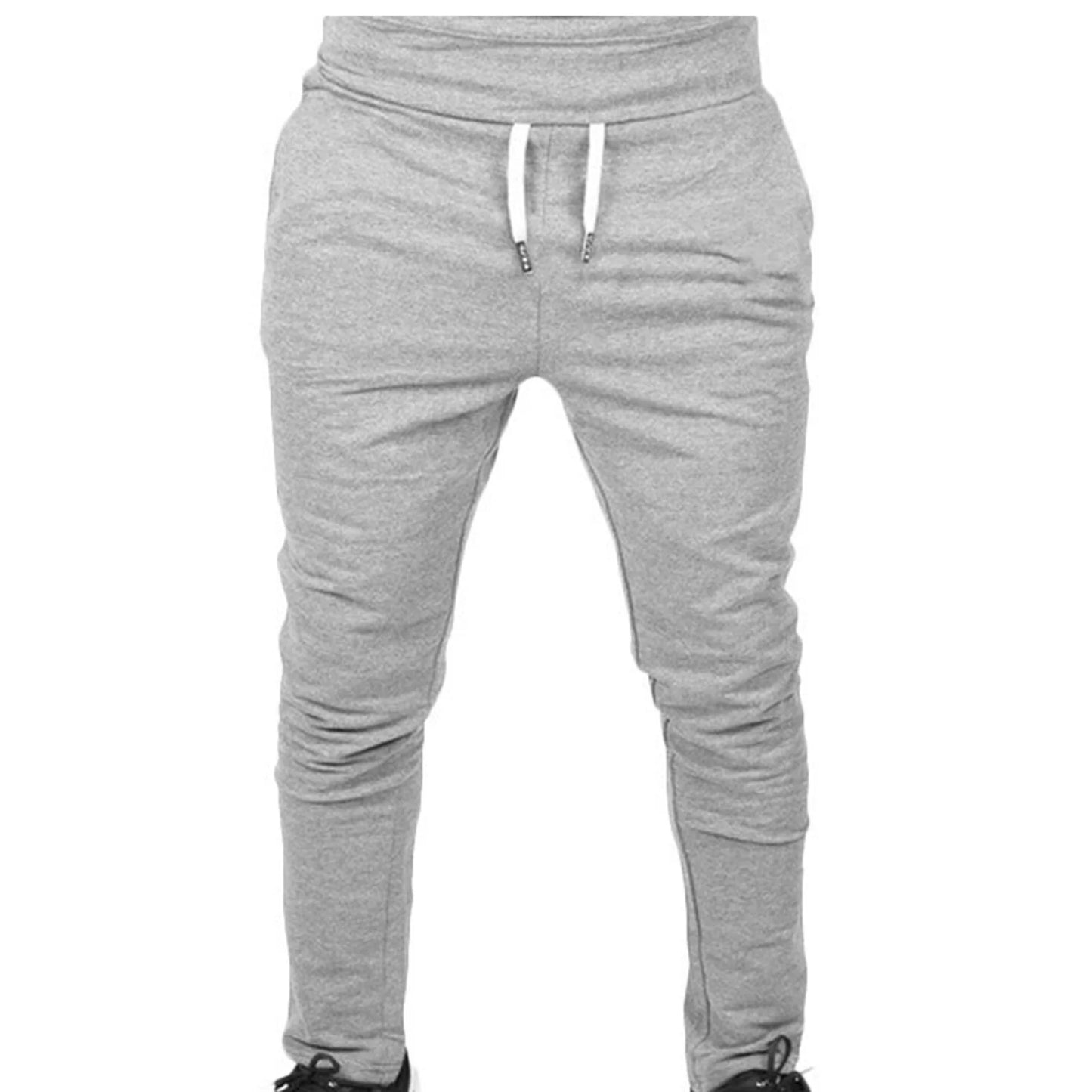Men'S Solid Drawstring Pants Elastic Waist Tapered Joggers Slim Fit Stretch Sweatpants Sports Fitness Trousers Fashion Hippie Regular Fit Fall Winter Outdoor Casual Long Pants