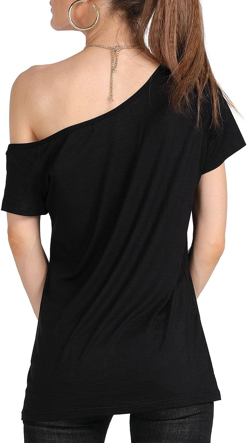 Women’S Short Lips Print Causal off the Shoulder plus Size T-Shirt Tops