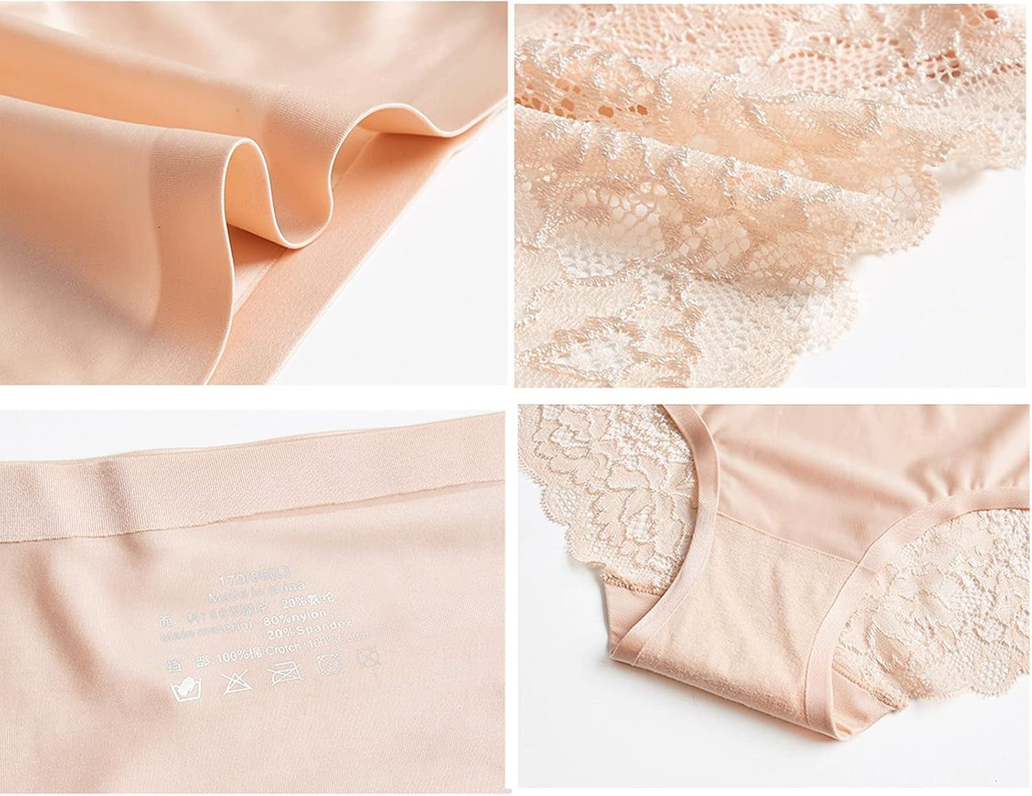 Women'S Lace Underwear Seamless Silky Mid Rise Panties